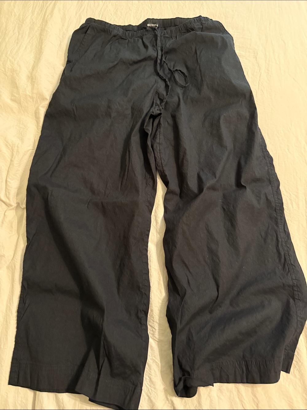 Athleta Women's Black Drawstring Wide leg trouser pants